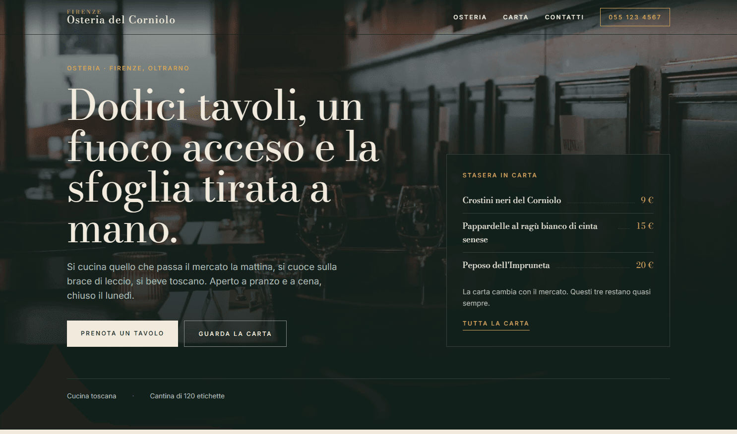 Anteprima del sito Osteria del Corniolo